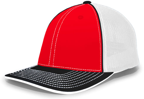 Pacific Headwear Trucker Flexfit® Cap, Size L/XL (404M), Color 'RedWhiteBlack'